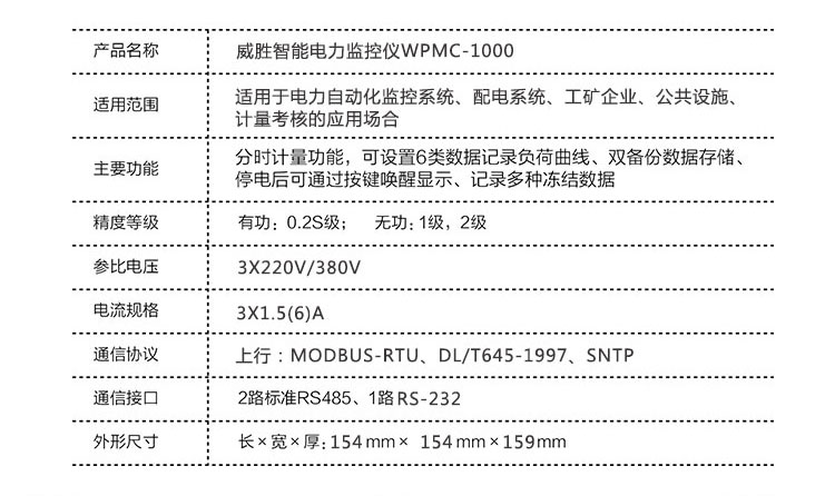 長沙威勝WPMC-1000A智能電力監控儀